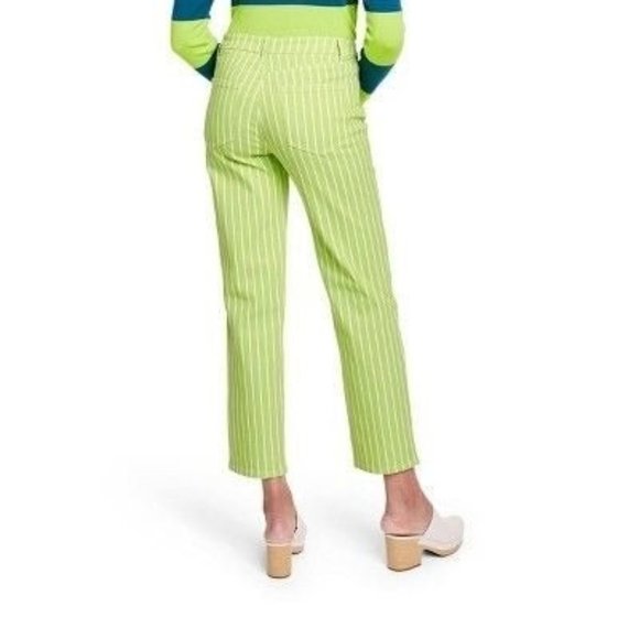 Victor Glemaud Size 6 Lime Green Pinstripe Straight Leg Jeans Denim Target New - Picture 7 of 11